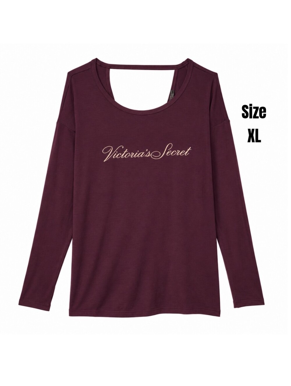 VS Dark Violet Heavenly Supersoft Modal Long Sleeve Open Wrap Back Tee XL NEW